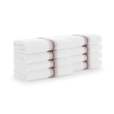 Monarch Brands Turkish Washcloths, 13in x 13in, Striped , Rose, 8PK PNP-WC-STT-1313-1-75-RSE